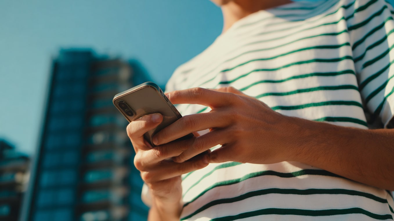 Osoba trzymająca smartfon i sprawdzająca system SEAT Connect.