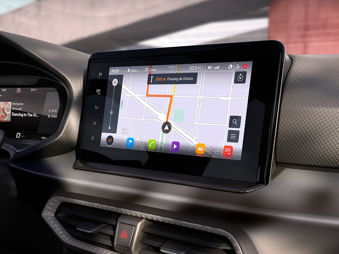 Widok ekranu dotykowego SEAT-a Ibizy.