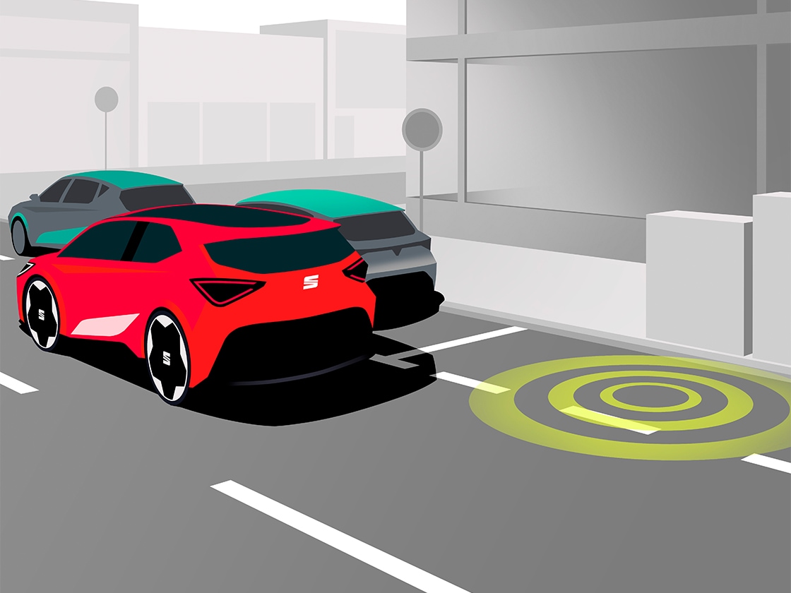 Funkcja inteligentnego asystenta parkowania dostępna w modelu SEAT Leon Sporstourer.
