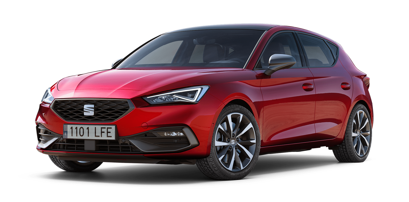 seat leon 5d fr trim desire red colour with machined alloy wheels