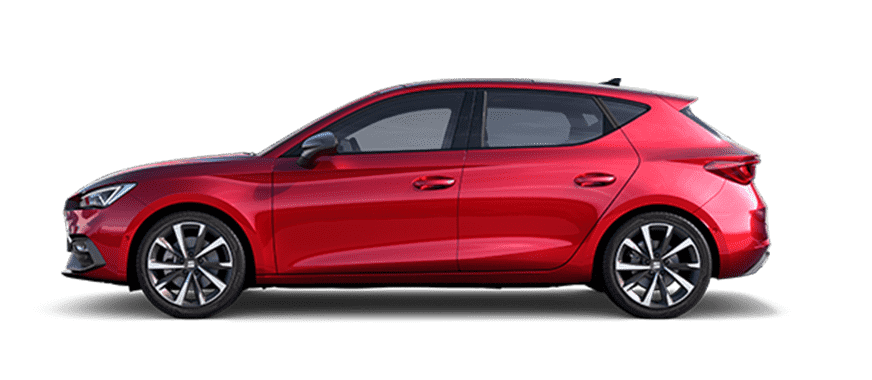 Rodzinny SEAT Leon Sportstourer w kolorze Desire Red, widok z lewego boku